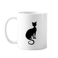 Dıythinker 350 ml Siyah Kedi Zarif Figür Hayvan Sanat Silüeti Klasik Kupa