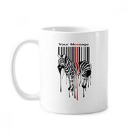Dıythinker 350 ml Siyah Kırmızı Çizgili Kod Grafiti Zebra Klasik Beyaz Çömlek Seramik Saplı Kupa