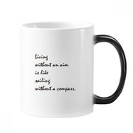 Dıythinker 350 ml Slogan Living Without An Aim Is Like Sailing Without A Compass Morphing Isıya Duyarlı Değişen Renk Kupa