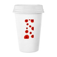 Dıythinker 350 ml Soyut Kırmızı Daire Çiçekler Sanat Boyama Klasik Kupa Beyaz Çömlekçilik Seramik Kupa