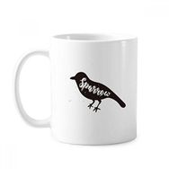 Dıythinker 350 ml Sparrow Siyah ve Beyaz Hayvan Klasik Kupa Beyaz Çömlekçilik Seramik Kupa