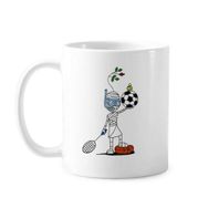 Dıythinker 350 ml Spor Mumya Horus Futbol Topları Klasik Beyaz Çömlekçilik Seramik Saplı Kupa