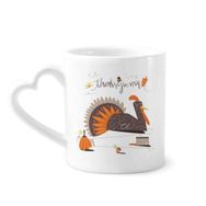 Dıythinker 350 ml Şükran Günü Soyut Hindi Desenli Seramik Kalp Saplı Kupa