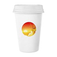 Dıythinker 350 ml Sun Star Süsun Bayrağı Klasik Kupa Beyaz Çömlekçilik Seramik Kupa