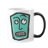 Dıythinker 350 ml Suprised Abstract Face Sketch Emoticons Online Chat Morphing Isıya Duyarlı Değişen Renk Kupa