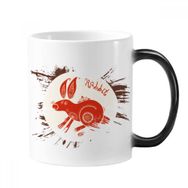 Dıythinker 350 ml Tavşan Yılı Hayvan Çin Zodyak Kırmızı Değişen Renk Kupa
