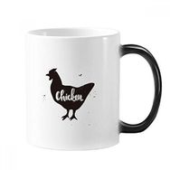 Dıythinker 350 ml Tavuk Siyah ve Beyaz Hayvan Değişen Renk Kupa