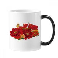 Dıythinker 350 ml Tiananmen Beş Yıldızlı Kırmızı Bayrak Çin Değişen Renk Kupa