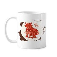 Dıythinker 350 ml Tiger Yılı Hayvan Çin Zodyak Kırmızı Boya Fırçası Kupa Beyaz Seramik Kupa