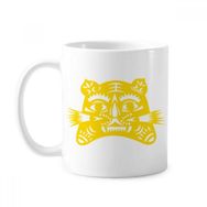 Dıythinker 350 ml Tiger Yılı Hayvan Çin Zodyak Klasik Beyaz Çömlekçilik Seramik Saplı Kupa