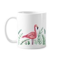 Dıythinker 350 ml Tropik Flamingo Hayvan Bitkileri Klasik Kupa Beyaz Çömlekçilik Seramik Kupa