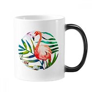 Dıythinker 350 ml Tropikal Bitkiler Flamingo Çiçekler Renk Değiştiren Kupa