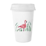 Dıythinker 350 ml Tropikal Flamingo Hayvan Bitkileri Klasik Kupa Beyaz Çömlekçilik Seramik Kupa