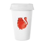 Dıythinker 350 ml Turuncu Çizgi Film Sevimli Gülümseyen Şişman Kedi Koruyucu Hayvan Evcil Hayvan Sevgili Klasik Beyaz Çömlek Seramik Kupa