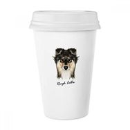Dıythinker 350 ml Uzun Saçlı Kaba Collie Evcil Hayvan Klasik Kupa Beyaz Çömlekçilik Seramik Kupa