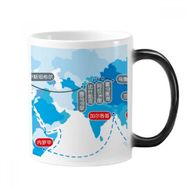Dıythinker 350 ml Vektör Diyagramı Yolculuk İpek Yol Haritası Değiştirme Isıya Duyarlı Değişen Renk Kupa