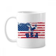 Dıythinker 350 ml Yıldızlar ve Çizgiler Amerika Bayrağı ABD Haliaeetus Leucocephalus Kartal Klasik Kupa