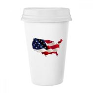 Dıythinker 350 ml Yıldızlar ve Çizgiler Amerika Bayrağı Haritası Klasik Beyaz Çömlek Seramik Kupa