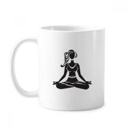 Dıythinker 350 ml Yoga Kız Keep Healthy Cross Legged Spor Silüeti Klasik Kupa