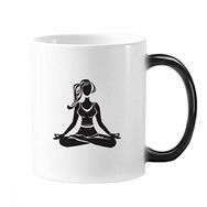 Dıythinker 350 ml Yoga Kız Sağlıklı Tutun Çapraz Bacaklı Spor Silüeti Değişen Renk Kupa