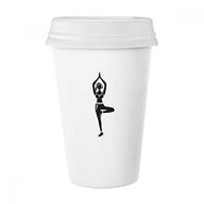 Dıythinker 350 ml Yoga Kız Tek Bacak Standı Sağlıklı Spor Silüeti Klasik Beyaz Çömlek Seramik Kupa