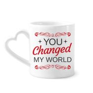 Dıythinker 350 ml You Changed My World Sevgililer Günü Kupaları Seramik Kupa