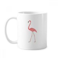 Dıythinker 350 ml Yürüme Flamingo Desenli Klasik Beyaz Çömlekçilik Seramik Saplı Kupa