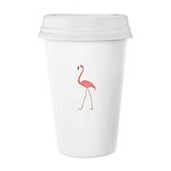 Dıythinker 350 ml Yürüme Flamingo Desenli Klasik Kupa Beyaz Çömlekçilik Seramik Kupa