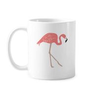 Dıythinker 350 ml Yürüme Flamingo Desenli Pembe Klasik Beyaz Çömlekçilik Seramik Saplı Kupa