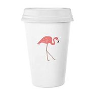 Dıythinker 350 ml Yürüme Flamingo Desenli Pembe Klasik Kupa Beyaz Çömlekçilik Seramik Kupa