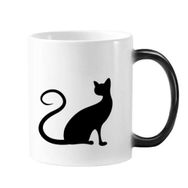 Dıythinker 350 ml Zarif Siyah Kedi Hayvan Sanat Silüeti Hayvan Değişen Renk Kupa