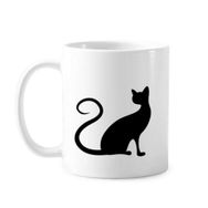 Dıythinker 350 ml Zarif Siyah Kedi Hayvan Sanat Silüeti Hayvan Koruma Klasik Kupa Beyaz Çömlekçilik Seramik Kupa