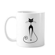 Dıythinker 350 ml Zarif Siyah Kedi Sevgili Hayvan Sanat Silüeti Klasik Kupa