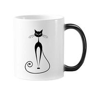 Dıythinker 350 ml Zarif Siyah Kedi Sevgili Hayvan Sanat Silüeti Renk Kupa