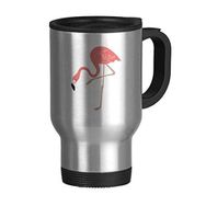 Dıythinker 368 ml Ayakta Duran Flamingo Desenli Paslanmaz Çelik Seyahat Kulplu Bira Kupa