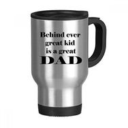 Dıythinker 368 ml Behind Great Dad Babalar Festivali Alıntı Paslanmaz Çelik Seyahat Seyahat Saplı Kupa