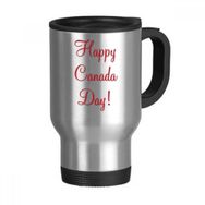 Dıythinker 368 ml Celelbrate Happy Canada Day Akçaağaç Yaprağı Basit Çizgi Çizim Paslanmaz Çelik Seyahat Seyahat Tutacaklı Kupa