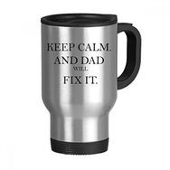 Dıythinker 368 ml Fix It Dad Festival Sözü Paslanmaz Çelik Seyahat Seyahat Tutacaklı Kupa