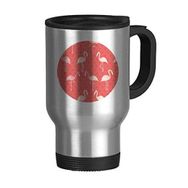 Dıythinker 368 ml Flamingo Desenli Pembe Renk Paslanmaz Çelik Seyahat Kulplu Bira Kupa
