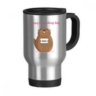 Dıythinker 368 ml Happy Groundhog Day Abd Amerika Kanada Festivali Paslanmaz Çelik Seyahat Seyahat Tutacaklı Kupa