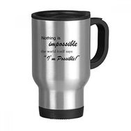 Dıythinker 368 ml Impossible Possible Quote Paslanmaz Çelik Seyahat Seyahat Saplı Kupa