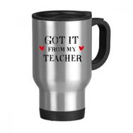 Dıythinker 368 ml It From My Teacher Öğrenci Sözü Paslanmaz Çelik Seyahat Seyahat Tutacaklı Kupa