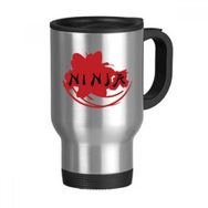 Dıythinker 368 ml Japonya Ninja Kelimeler Sakura Silüeti Paslanmaz Çelik Seyahat Seyahat Saplı Kupa