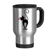 Dıythinker 368 ml Kalp Şekilli Kedi Figürü Sihouette Koruyucu Hayvan Hayvan Hayvan Sevgili Paslanmaz Çelik Seyahat Seyahat Tutacaklı Kupa