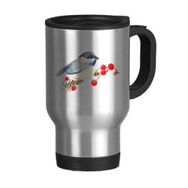 Dıythinker 368 ml Kuş Hayvan Magpie Grayhead Paslanmaz Çelik Seyahat Bira Kulplu Kupa