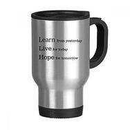 Dıythinker 368 ml Learn Live Hope Sözü Paslanmaz Çelik Seyahat Seyahat Tutacaklı Kupa