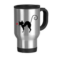 Dıythinker 368 ml Protect Animal Kalp Şekilli Kedi Figürü Sihouette Evcil Hayvan Sevgili Paslanmaz Çelik Seyahat Seyahat Tutacaklı Kupa