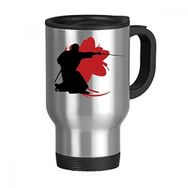 Dıythinker 368 ml Samurai Bıçak Sakura Japonya Silüeti Paslanmaz Çelik Seyahat Seyahat Saplı Kupa