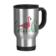 Dıythinker 368 ml Tropikal Flamingo Hayvan Bitkileri Paslanmaz Çelik Seyahat Bira Kulplu Kupa