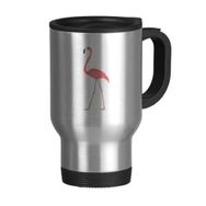 Dıythinker 368 ml Yürüme Flamingo Desenli Paslanmaz Çelik Seyahat Kulplu Bira Kupa